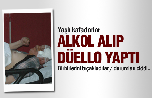 Yaşlı kafadarlar alkol alıp düello yaptı