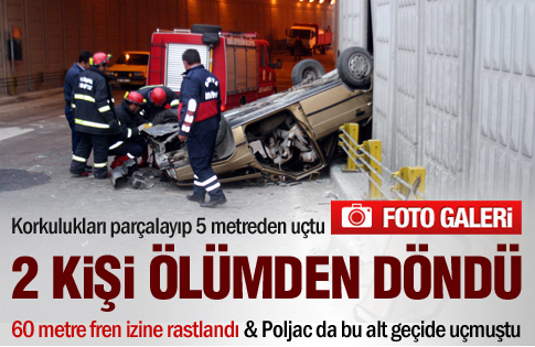 Otomobil alt geçide uçtu