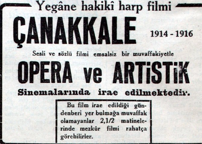 "Çanakkale Destanı" 84 Yıl Önce Beyaz Perdeye Aktarılmış