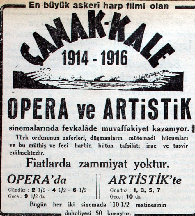 "Çanakkale Destanı" 84 Yıl Önce Beyaz Perdeye Aktarılmış