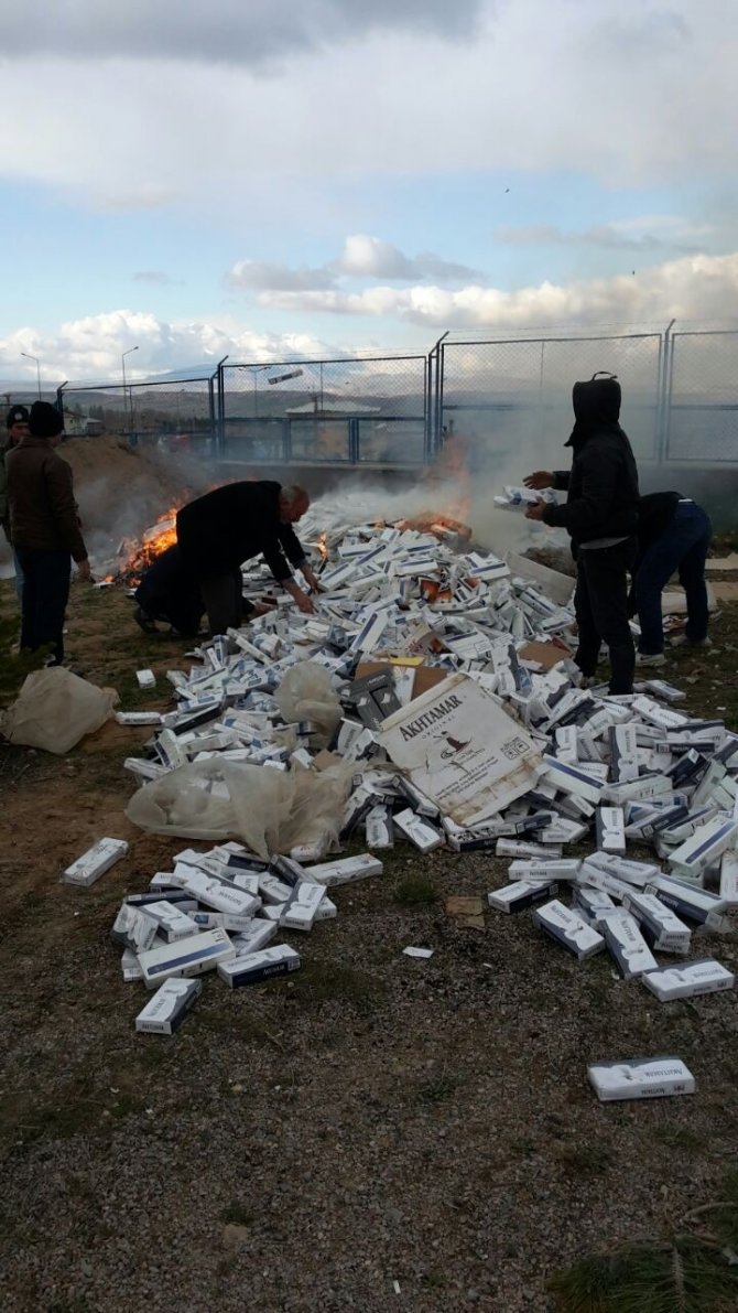 Kangal'da Kaçak Sigaralar İmha Edildi