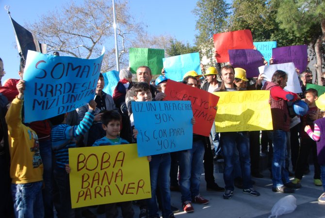 Söke'de maden işçilerinin eylemi