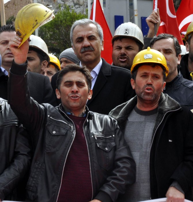 Amasya'daki maden işçilerinin protestosu