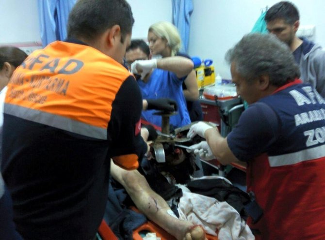 Ayağını çapa makinesine kaptırdı