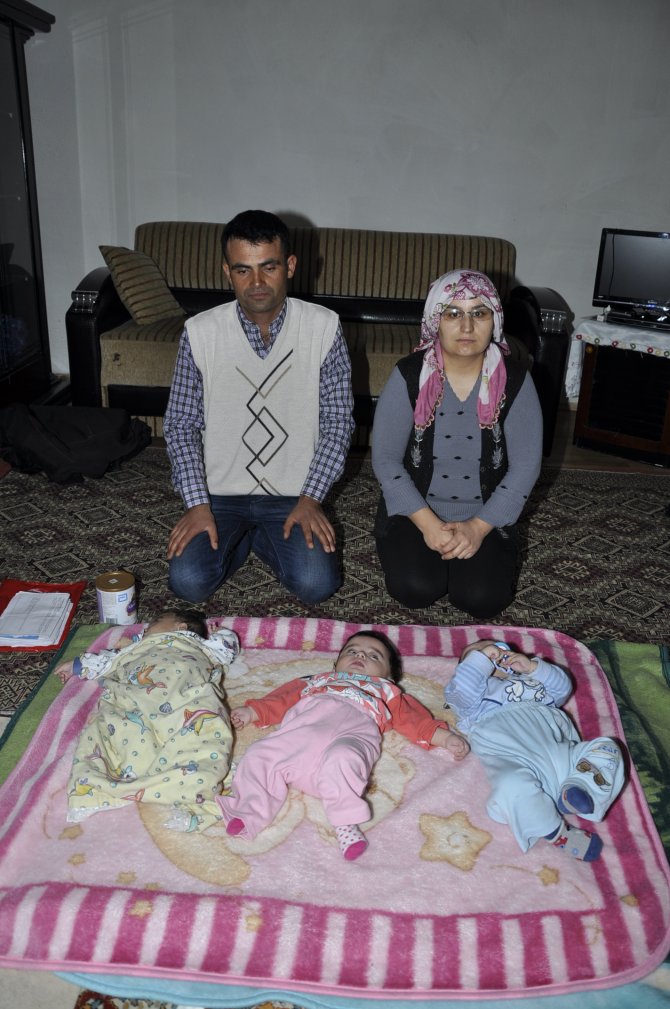 Aydın'da üçüz bebeklerin ailesi yardım eli bekliyor