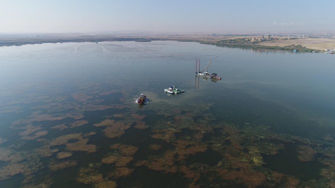 Mogan Gölü'nde temizlik çalışmaları
