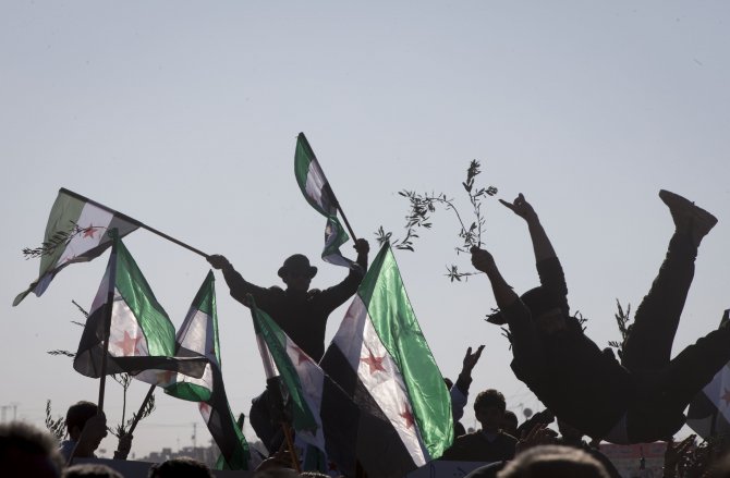 Suriyelilerden Zeytin Dalı Harekatı’na destek gösterisi