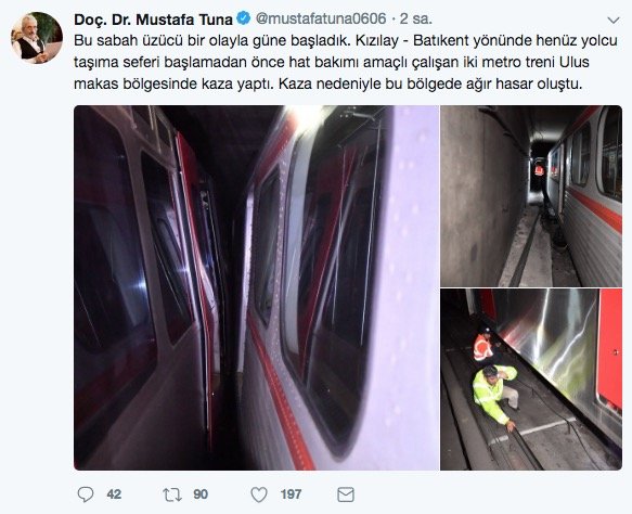 Ankara metrosunda kaza