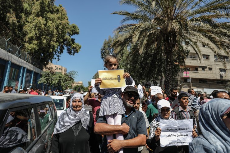 Gazze'de UNRWA protestosu