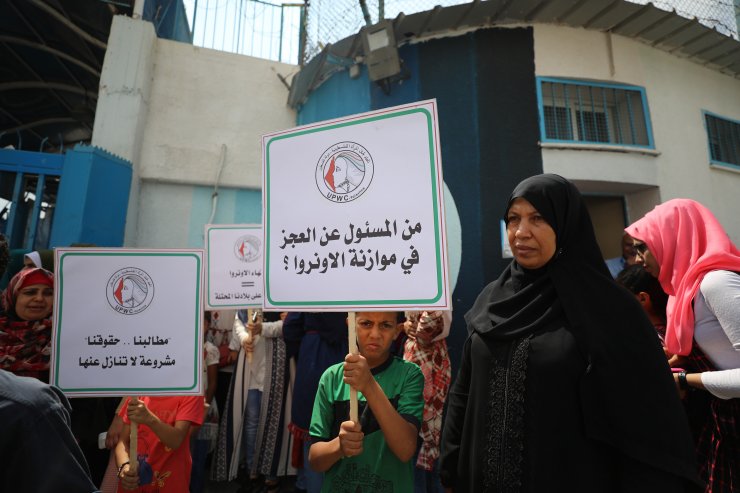 Gazze'de UNRWA protestosu