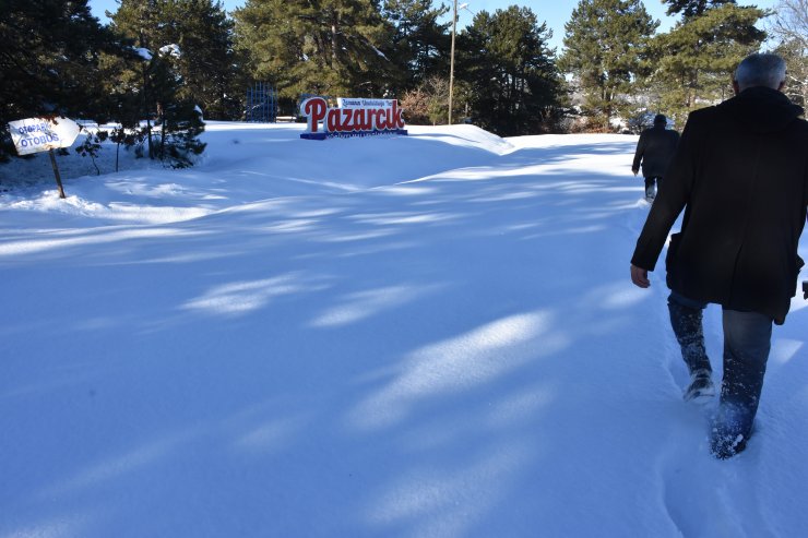 Küçükelmalı Tabiat Parkı'ndaki göletin yüzeyi buz tuttu