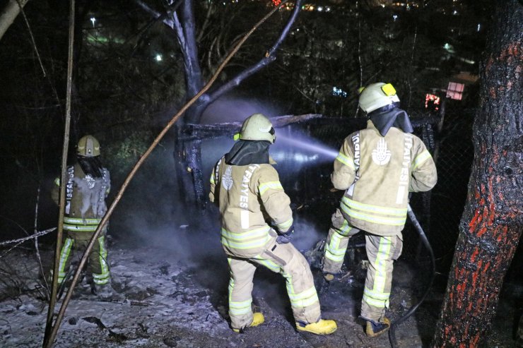 Şişli'de ağaçlık alanda yangın