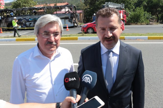 Balıkesir'de yolcu otobüsündeki yangın