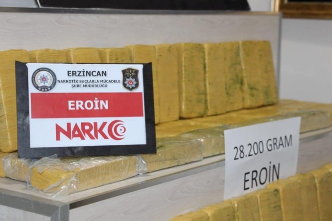 Erzincan'da 28 kilo 200 gram eroin ele geçirildi