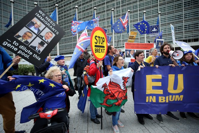 Brüksel'de Brexit karşıtı gösteri