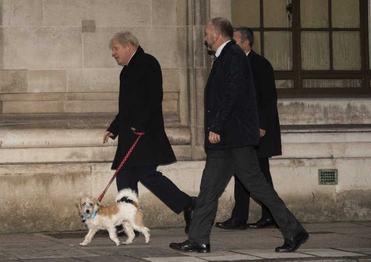 Boris Johnson, köpeğiyle sandık başında