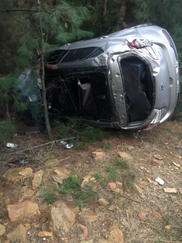 Otomobil ağaçlık alana uçtu: 1 yaralı