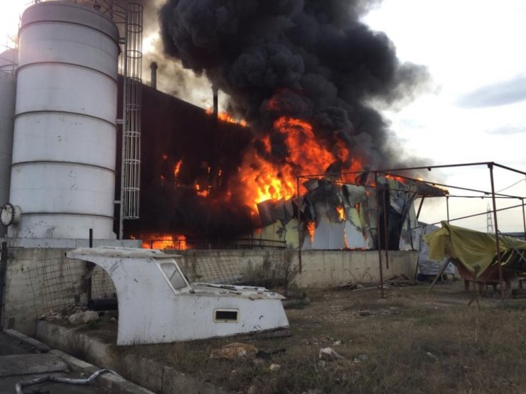 Kocaeli’de atık fabrikasının depo kısmı alev alev yandı