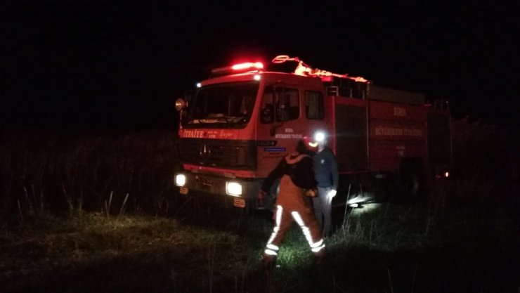 İznik Gölü kıyısında sazlık yangını
