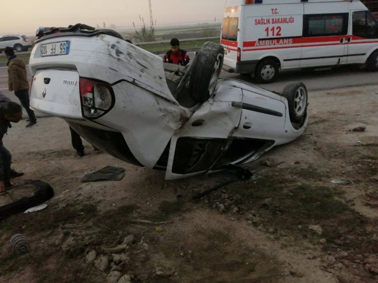 Takla atan otomobilin sürücüsü yaralandı