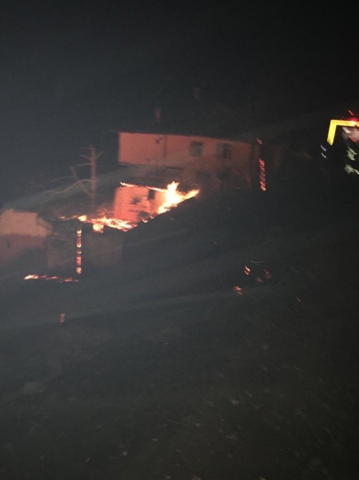 Cide’de çıkan yangında 3 ev ile 1 samanlık kül oldu