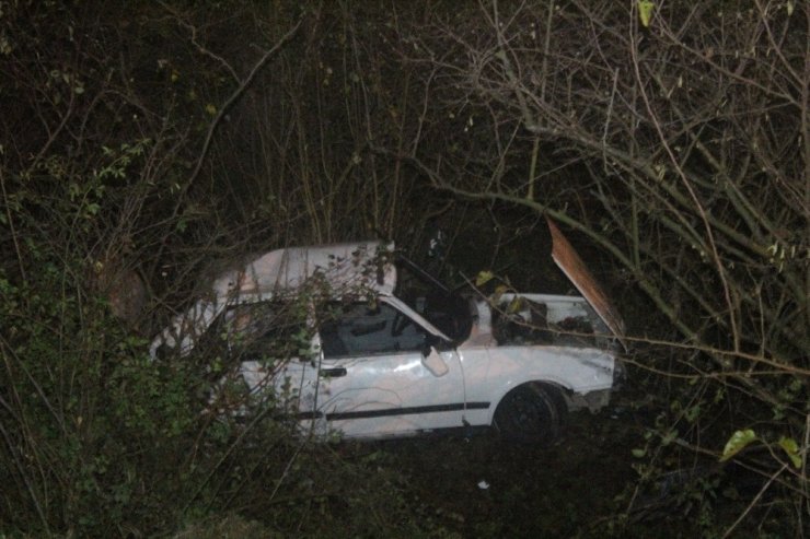 Yoldan çıkan otomobil 20 metre aşağı uçtu: 3 yaralı