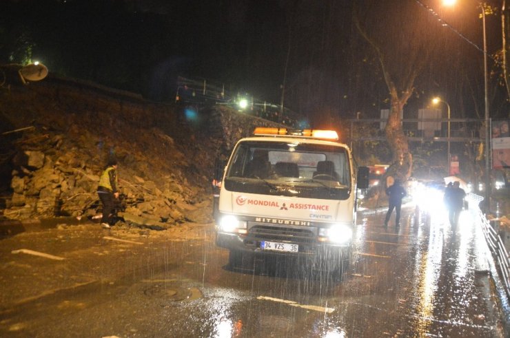Sarıyer Çayırbaşı Tüneli girişinde istinat duvarı yıkıldı: Yol trafiğe kapatıldı