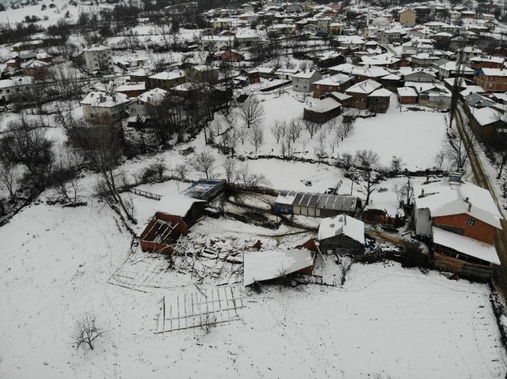 Ahırın çatısı kara dayanamadı, 50’ye yakın koyun telef oldu