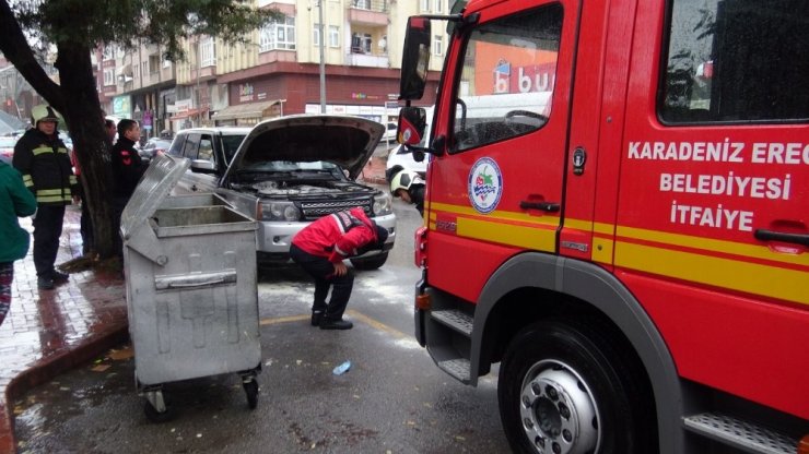 Cipin motorunda çıkan yangını itfaiye söndürdü
