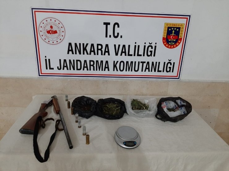 Jandarma samanlıkta saklanan esrarı narkotik köpekler yardımıyla buldu