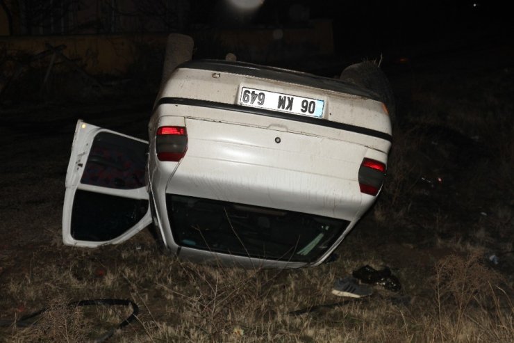 Takla atan otomobil ters devrildi: 2 yaralı