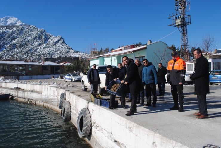 Eğirdir Gölü’nden kaçak avlanan bin 630 kilogram kerevit, törenle göle bırakıldı
