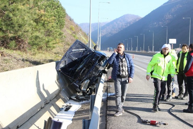 TEM Otoyolunda şaşırtan kaza
