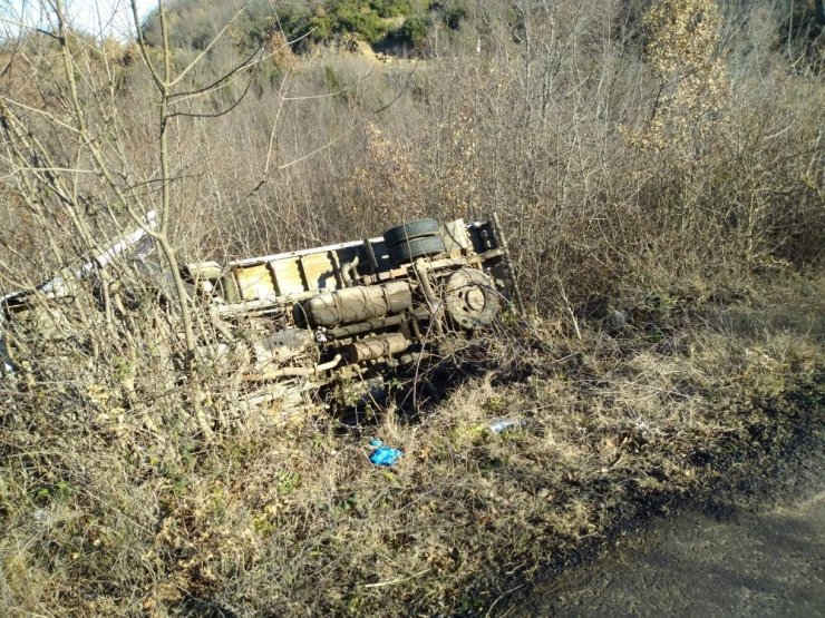 Kamyonet takla attı, tonlarca meyve yola saçıldı