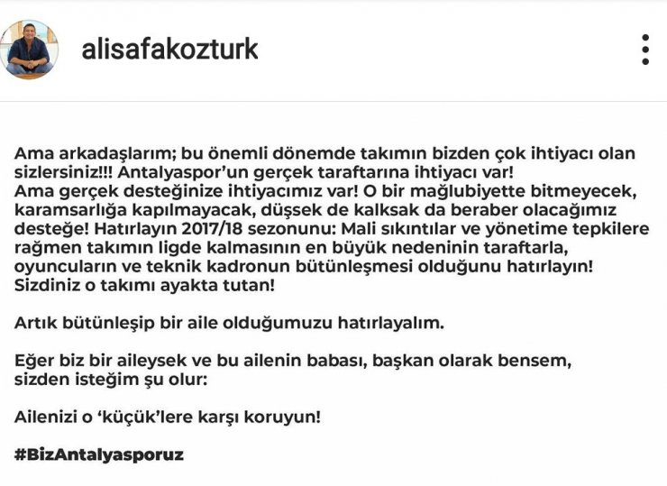 Ali Şafak Öztürk’ten, birlik ve beraberlik çağrısı