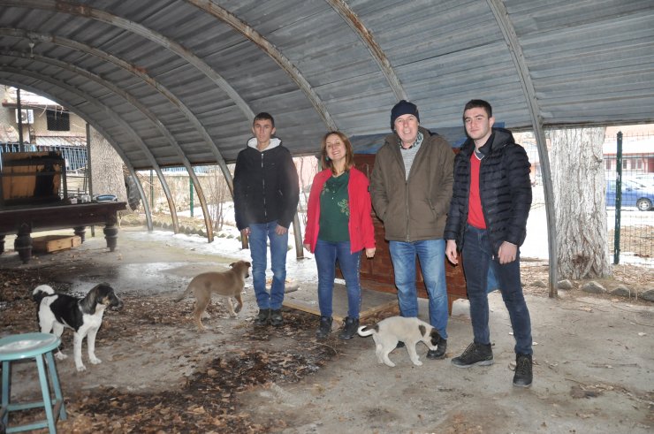 Öğretmen ve Öğrencilerden Köpek Yavrularına Şefkat