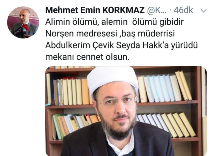 Uğradığı silahlı saldırı sonrası hayatını kaybeden Nakşibendi Şeyhi için sosyal medyada taziye ve kınama mesajları