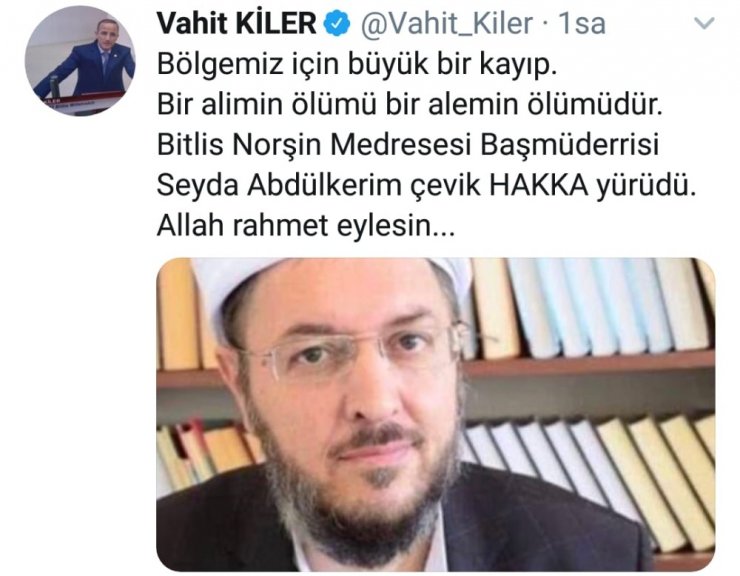 Uğradığı silahlı saldırı sonrası hayatını kaybeden Nakşibendi Şeyhi için sosyal medyada taziye ve kınama mesajları