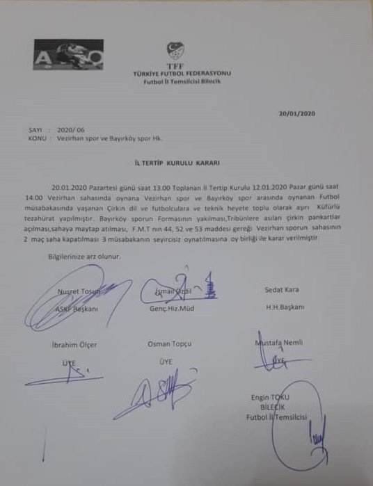 Vezirhanspor’dan sert tepki