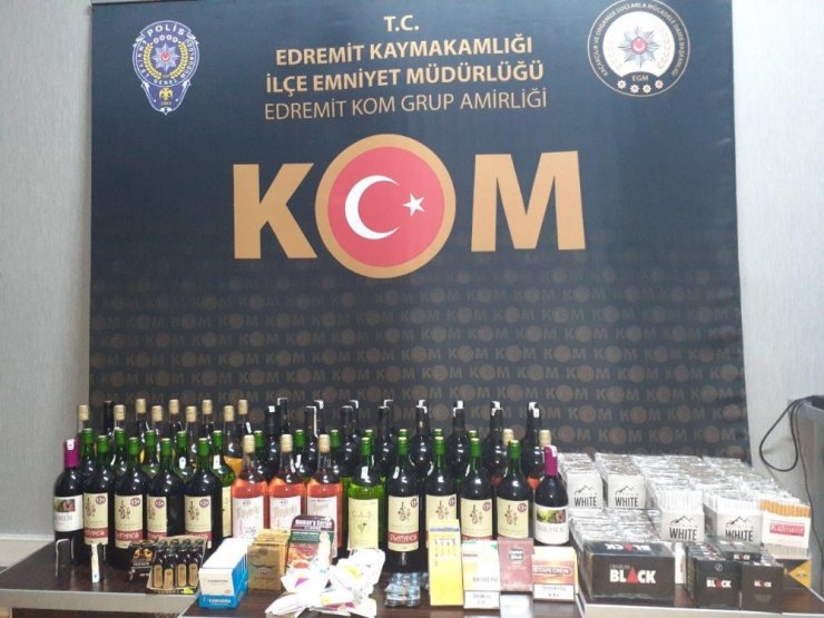 Balıkesir’de polisten kaçak tütün ve içki operasyonu
