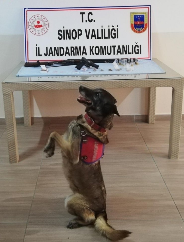 Aranan adreslerden ruhsatsız silah ve uyuşturucu çıktı