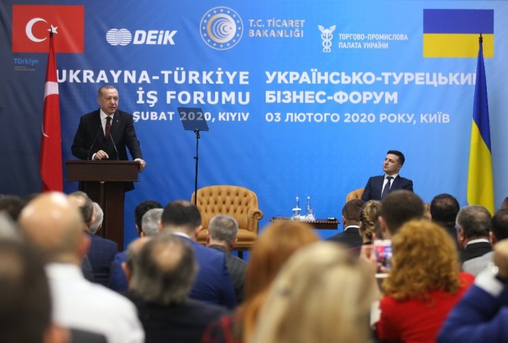 Cumhurbaşkanı Erdoğan: “Ukrayna ile sahip olduğumuz sağlam siyasi zemin her iki ülke iş çevreleri için de önemli bir güvencedir”