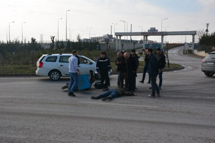 Otomobille motosiklet çarpıştı: 1 yaralı