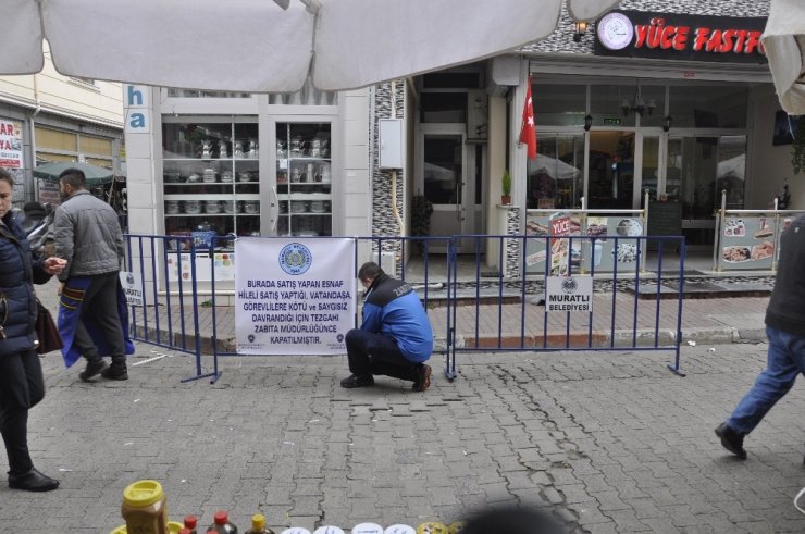 Hileli satış yaptığı iddiasıyla pazarcının tezgahı kapatıldı