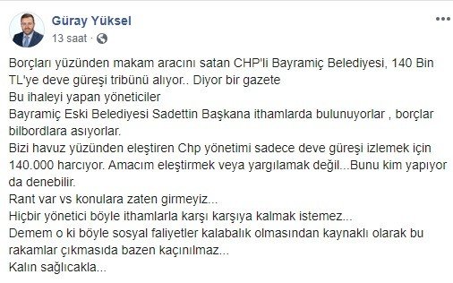 Ezine ve Bayramiç belediye başkanları sosyal medyada birbirine girdi