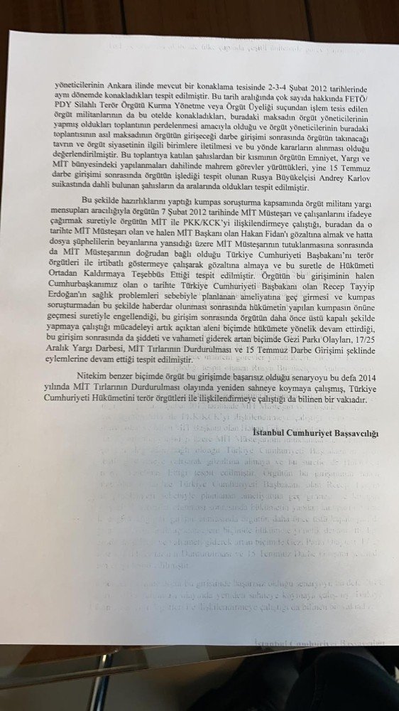 İstanbul Cumhuriyet Başsavcılığı MİT kumpasına ilişkin iddianame hazırladı