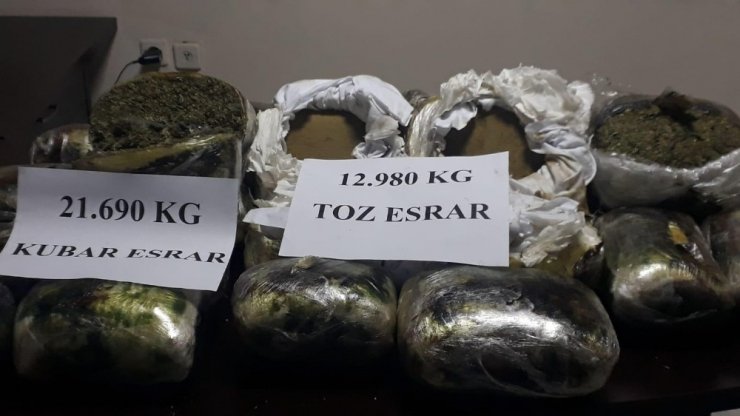 Otomobilde 33 kilo esrar ele geçirildi