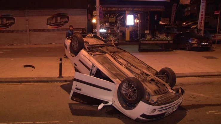 Bağdat Caddesi’nde takla atan otomobil kamerada