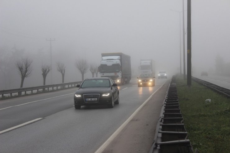 Kocaeli’de yoğun sis sürücülere zor anlar yaşattı