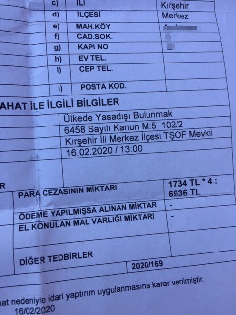Seyahat belgesi olmayan yabancı uyrukluları taşıdı 6 bin 936 lira ceza yedi